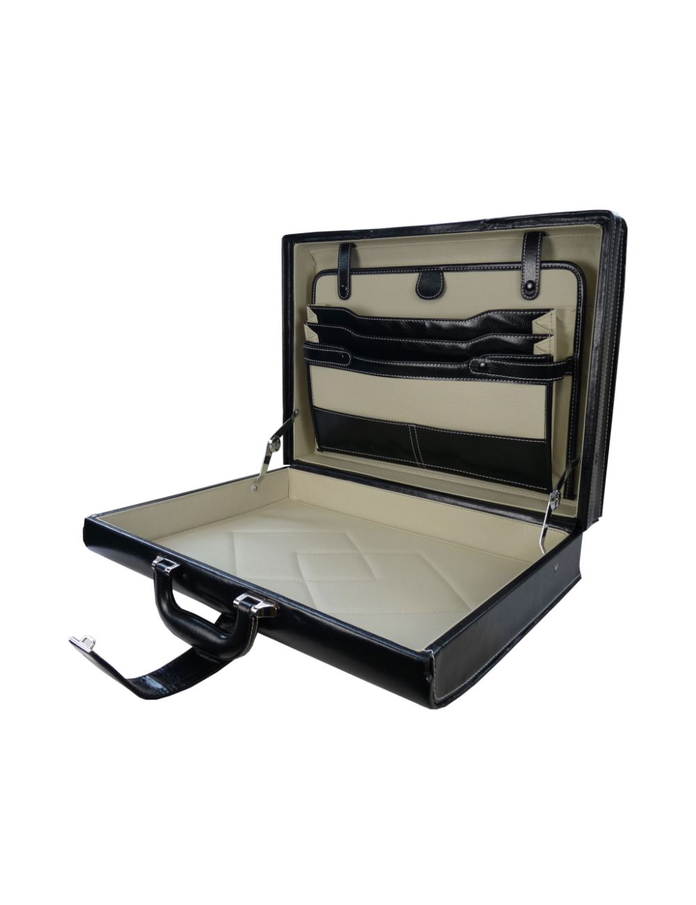 Roamlite Executive Briefcase Black Pu Leather RL919  open 2
