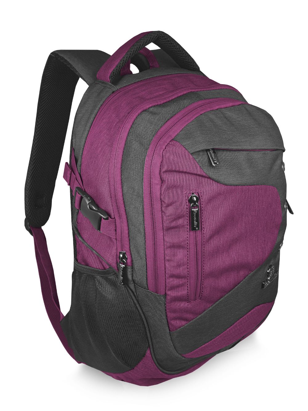Roamlite School Backpack Grey Purple Jacquard RL912 side