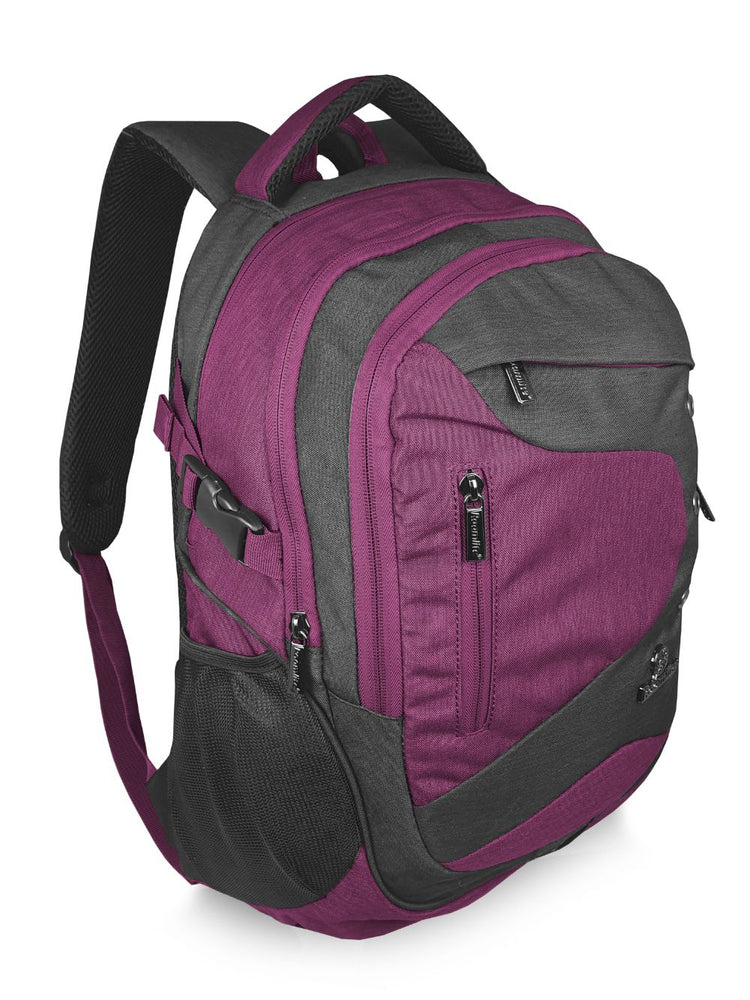 Load image into Gallery viewer, Roamlite School Backpack Grey Purple Jacquard RL912 side