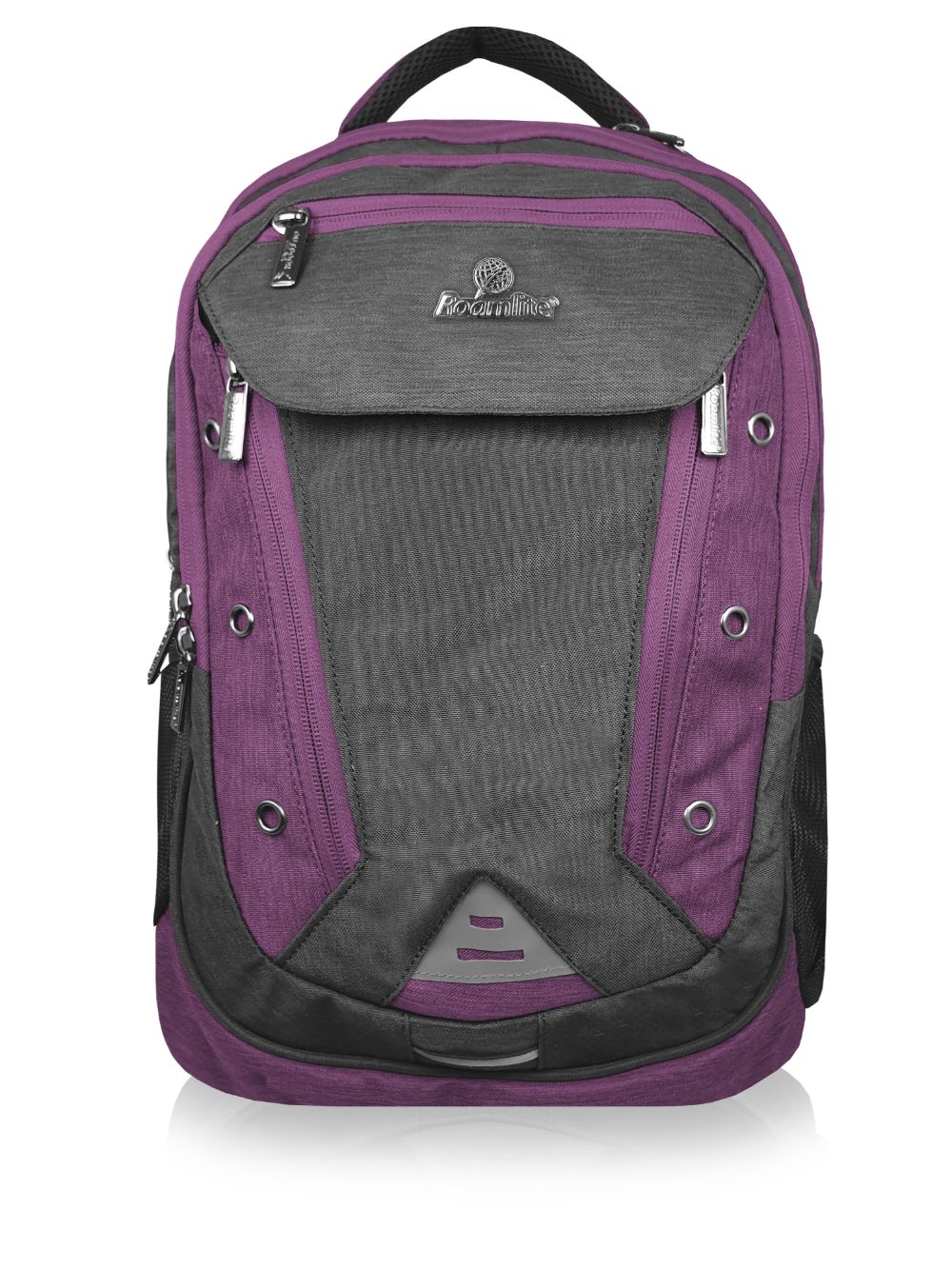Roamlite School Backpack Grey Purple Jacquard RL912 front