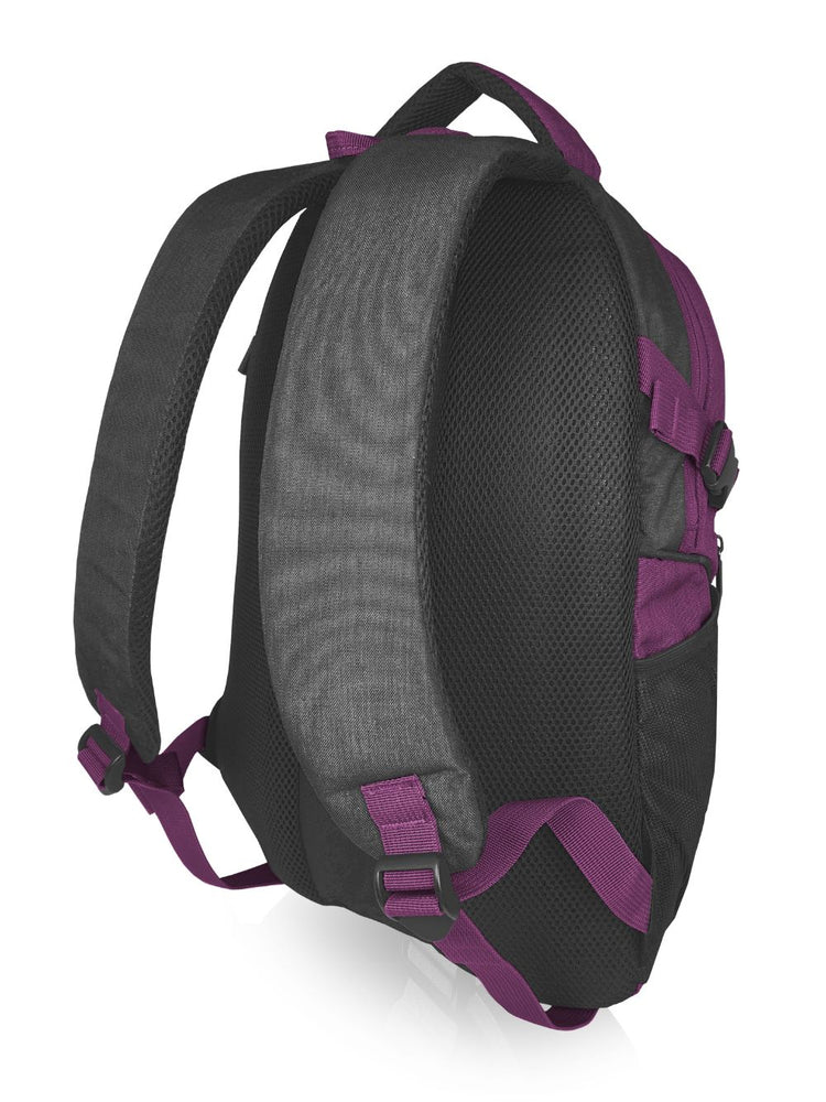 Load image into Gallery viewer, Roamlite School Backpack Grey Purple Jacquard RL912 back