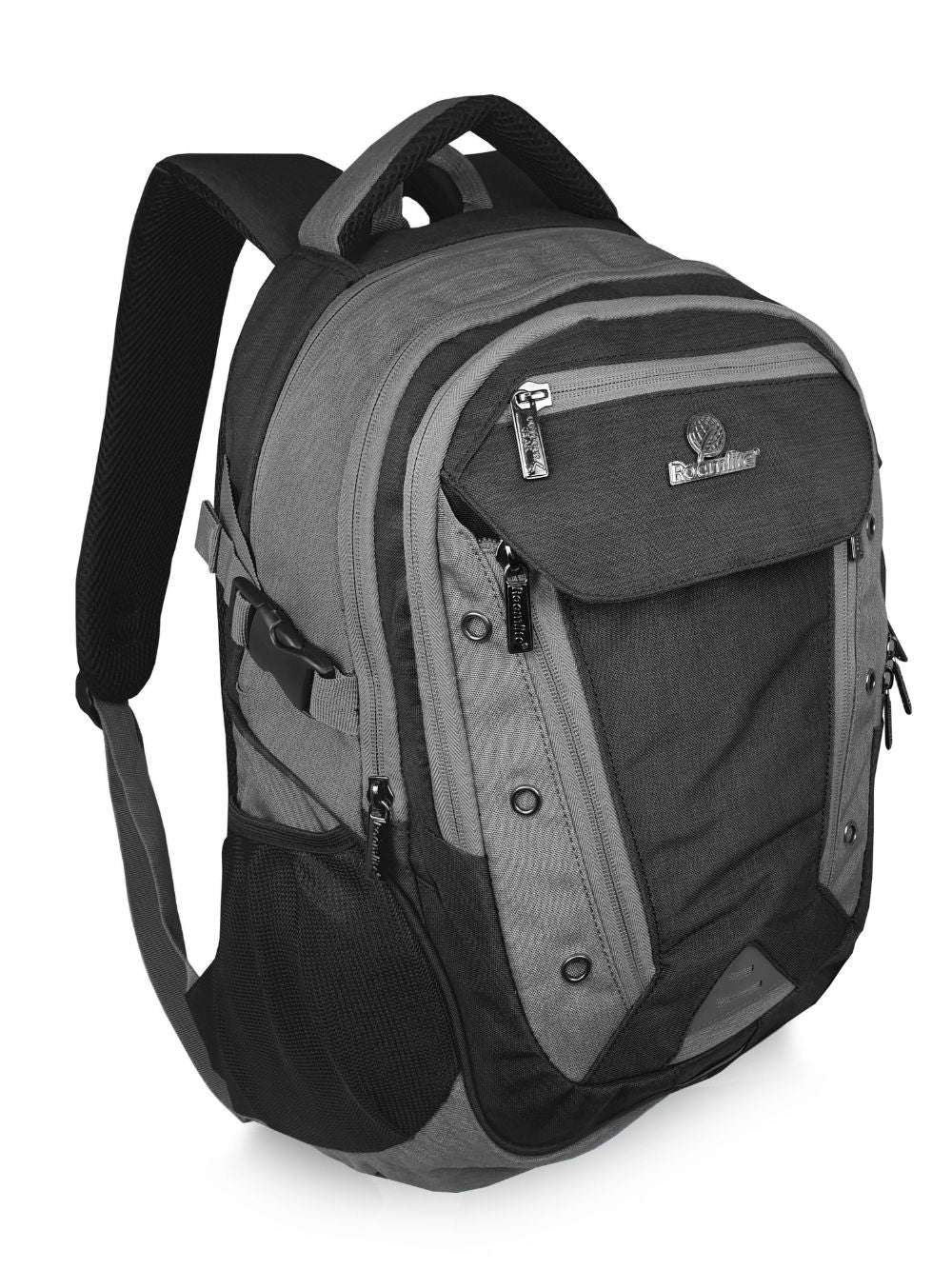 Roamlite School Backpack Grey Black Jacquard RL912 side