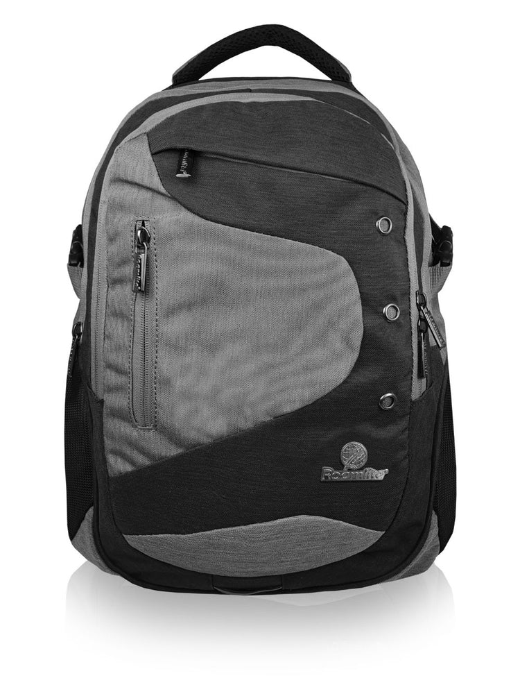 Load image into Gallery viewer, Roamlite School Backpack Grey Black Jacquard RL912 front