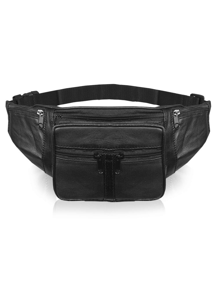 Load image into Gallery viewer, Roamlite Travel Bumbag Black Leather RL268 front
