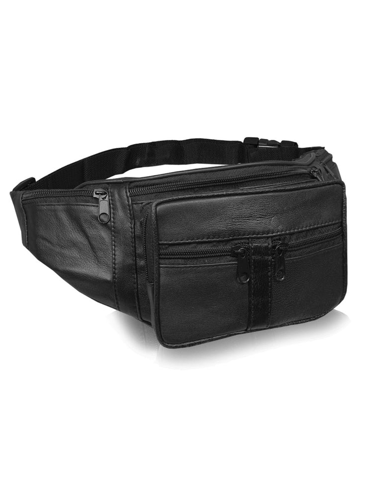 Load image into Gallery viewer, Roamlite Travel Bumbag Black Leather RL268 side 2