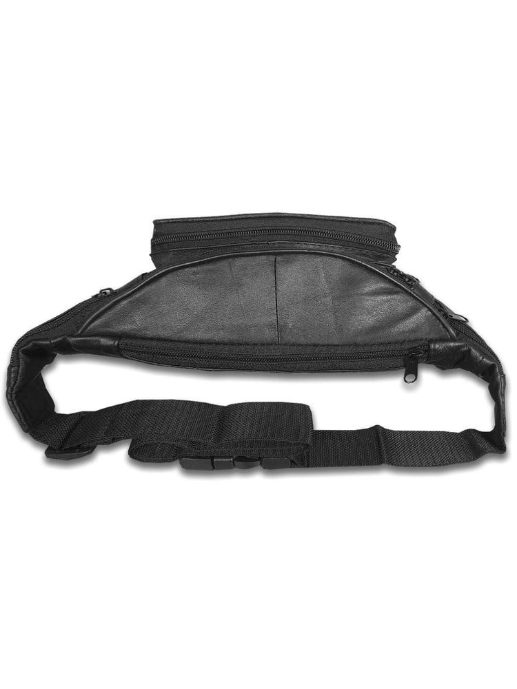 Load image into Gallery viewer, Roamlite Travel Bumbag Black Leather RL268 top