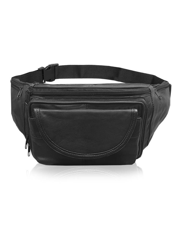Load image into Gallery viewer, Roamlite Mens Bumbag Black Leather RL287 FRONT
