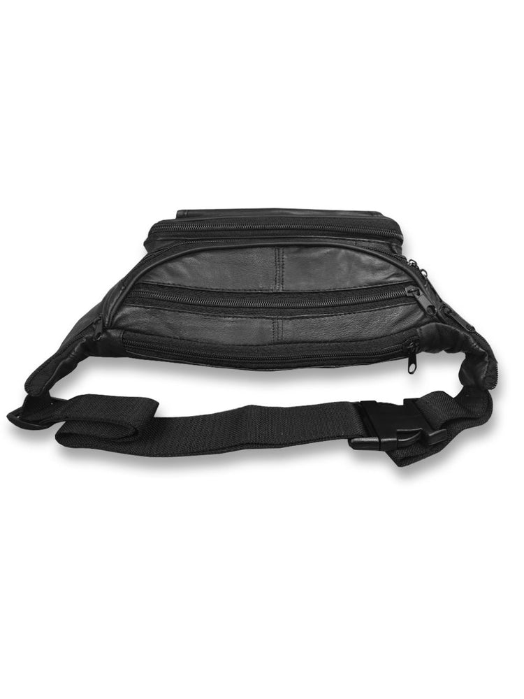 Load image into Gallery viewer, Roamlite Mens Bumbag Black Leather RL287 top