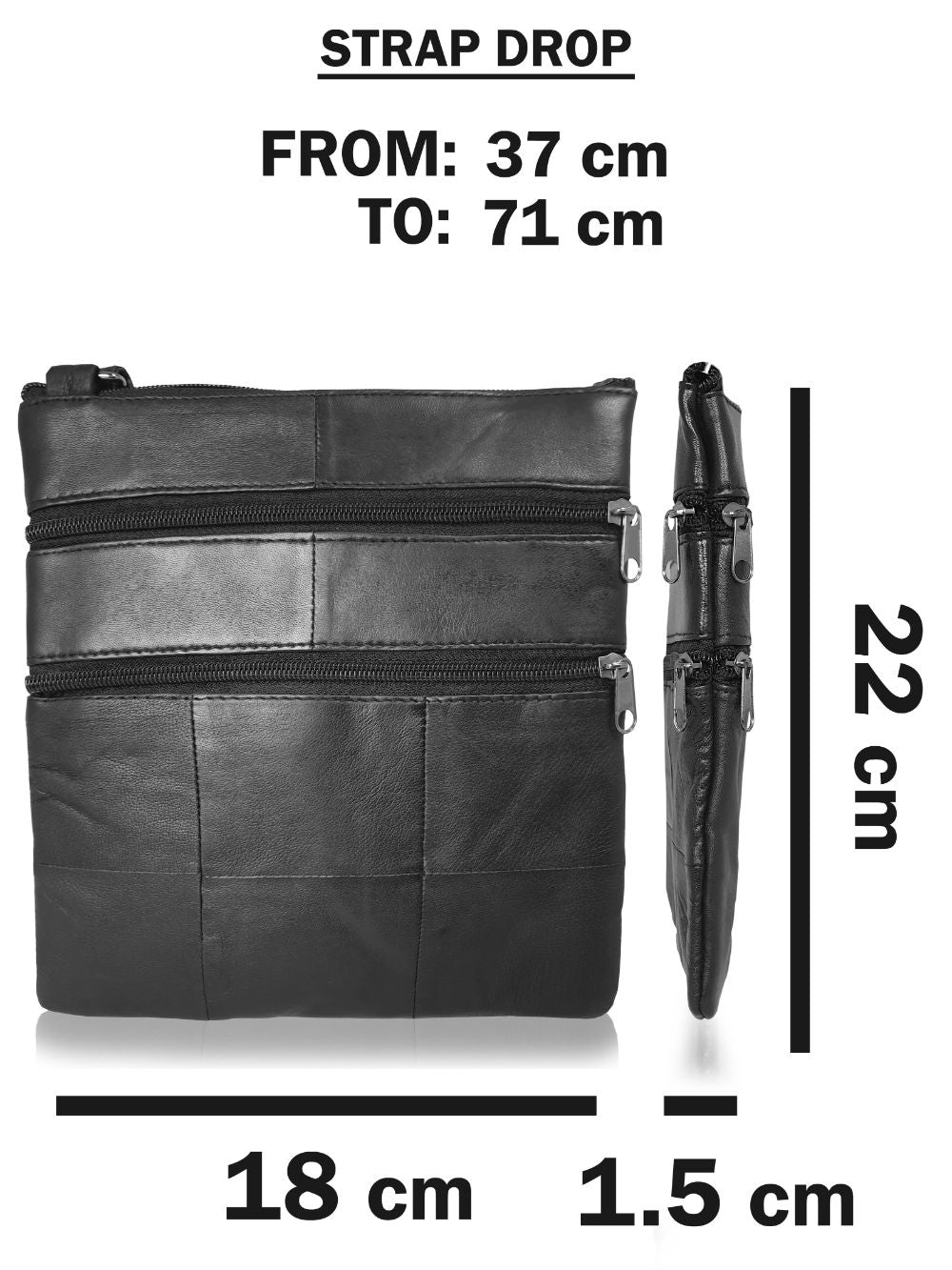 Roamlite Mens Travel pouch black leather RL178 tech