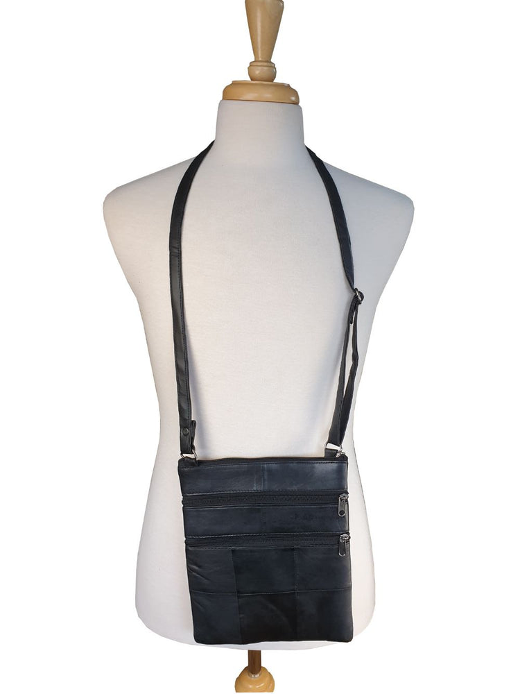 Load image into Gallery viewer,  Roamlite Cross Body Pouch Black Leather RL117 life