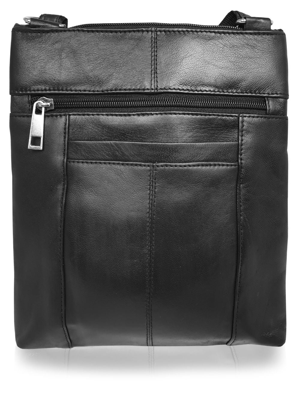 Roamlite Mens Travel Pouch Black Leather RL177K back
