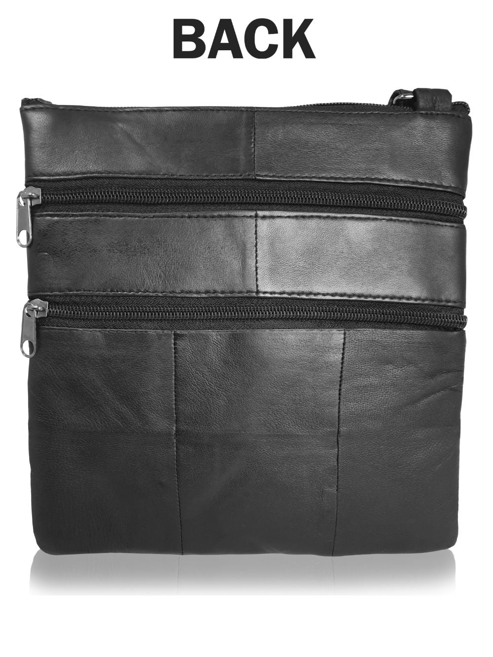 Roamlite Mens Travel pouch black leather RL178 back