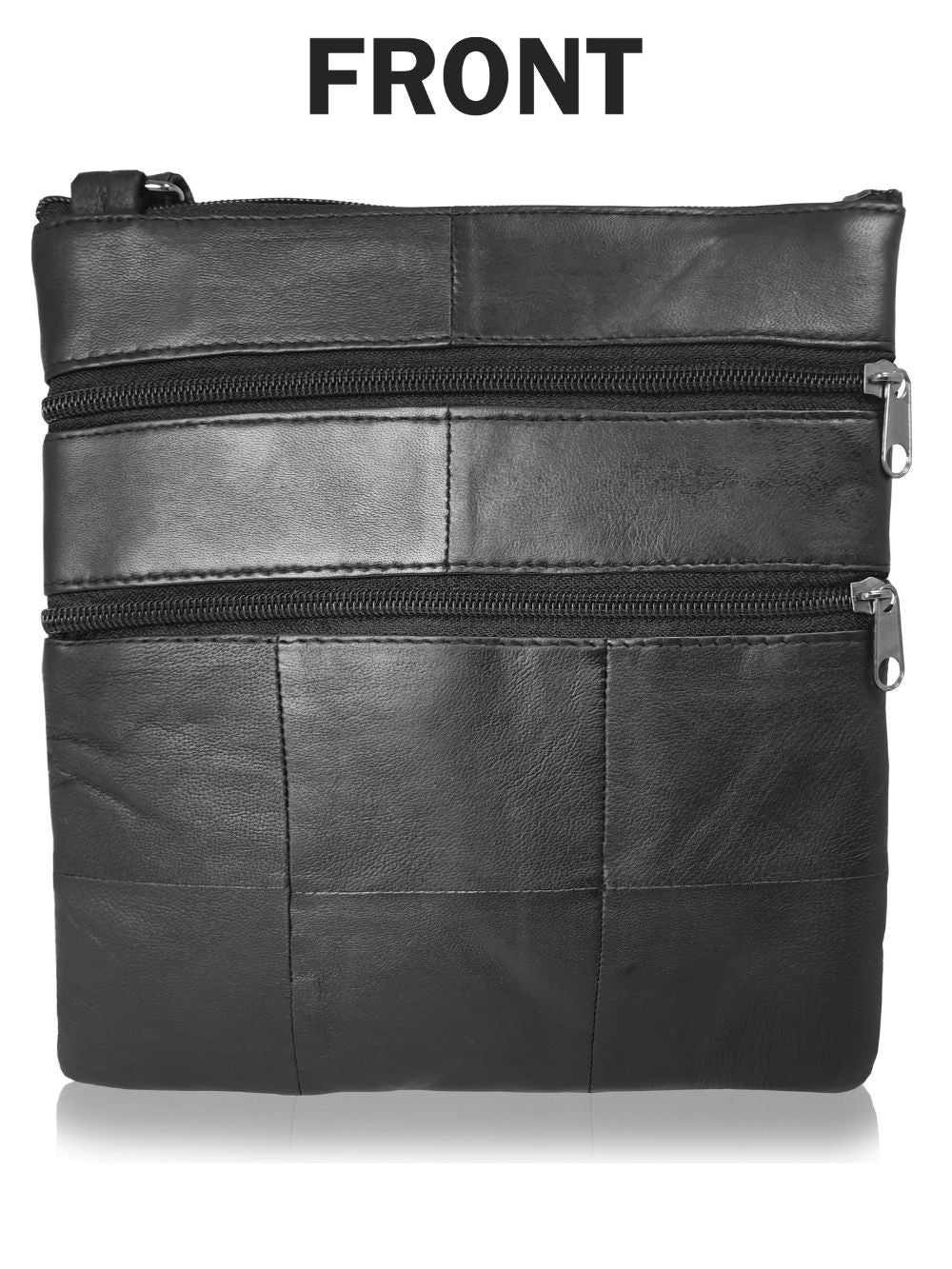 Roamlite Mens Travel pouch black leather RL178 front