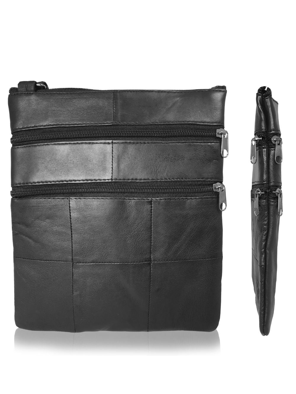 Roamlite Mens Travel pouch black leather RL178 side