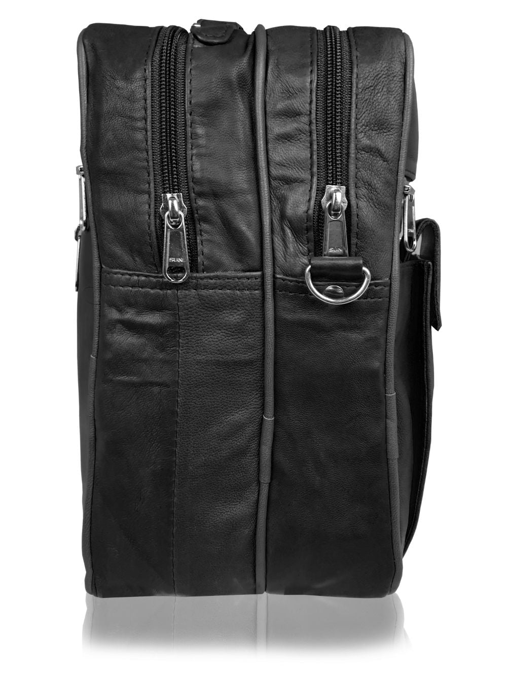 Roamlite Mens Travel Bag Black Leather RL504 side