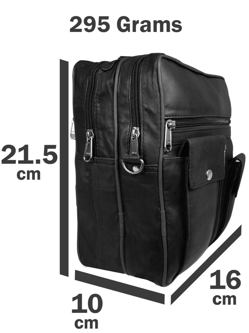 Roamlite Mens Travel Bag Black Leather RL504 small