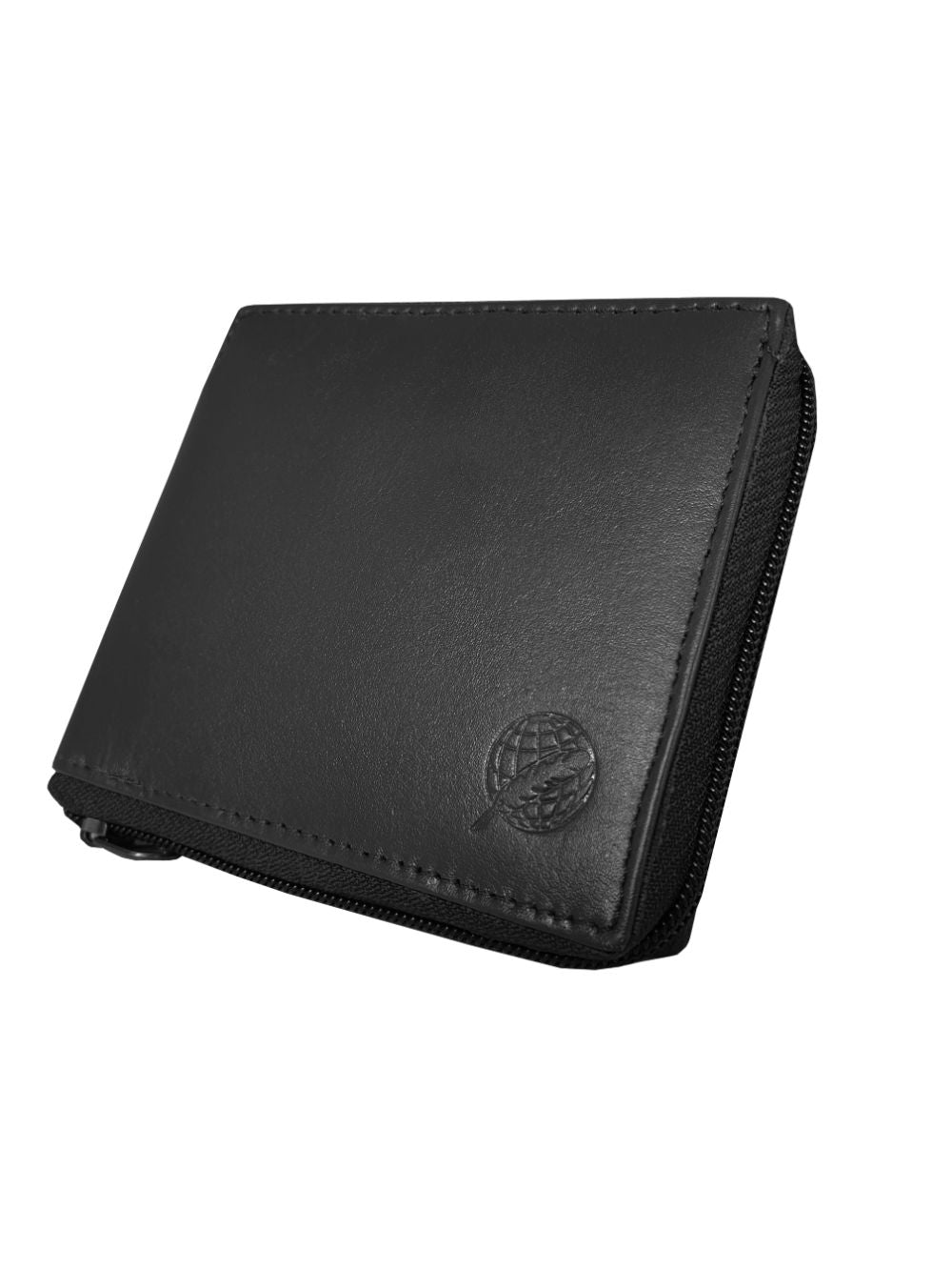 Roamlite Mens Zip-around Black Leather Wallet RL184 side