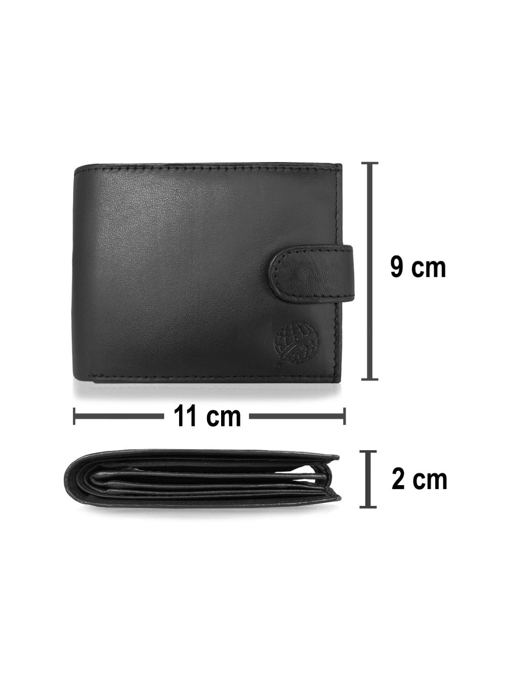 Designer Mens Wallet - Buttoned Coin Pouch - 9 Card Slots - RL374