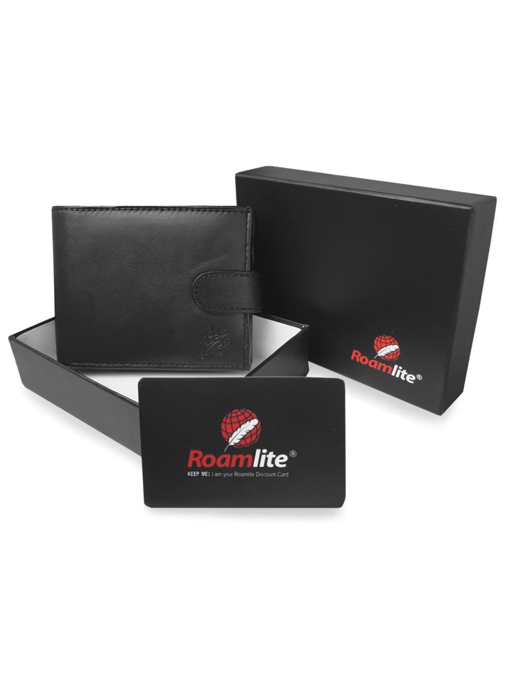Roamlite Mens Wallet Black Leather RL46 boxed