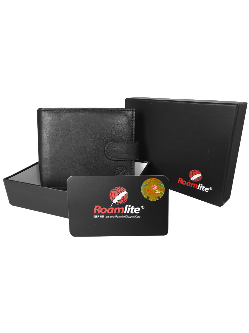  Roamlite Mens chained wallet black leather rl506 boxed