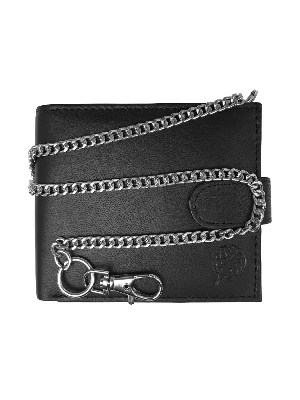  Roamlite Mens chained wallet black leather rl506 front with chain