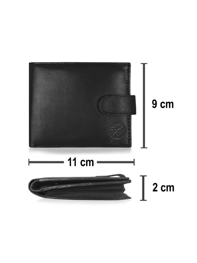 Load image into Gallery viewer, Roamlite Mens wallet black leather rl180 measurements 