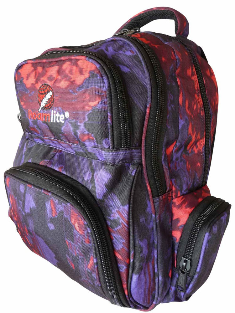 Load image into Gallery viewer, Roamlite Childrens Backpack Purple Orange Funky Water pattern RL838