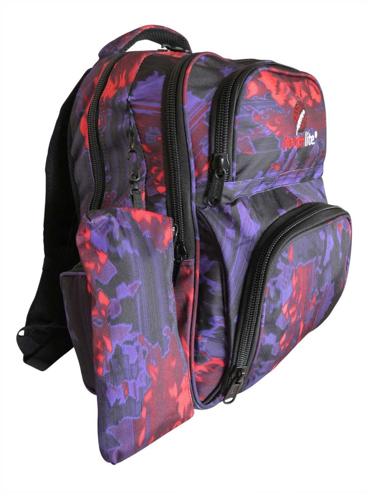 Load image into Gallery viewer, Roamlite Childrens Backpack Purple Orange Funky Water pattern RL838