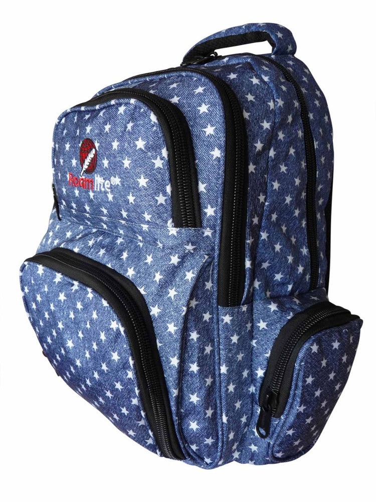 Load image into Gallery viewer, Roamlite Childrens Backpack Blue Star pattern RL840 side