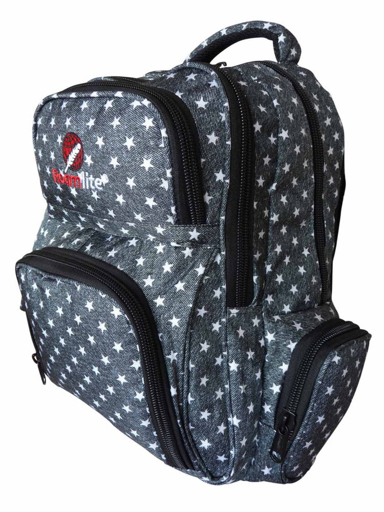 Load image into Gallery viewer, Roamlite Childrens Backpack Black Star pattern RL840 side