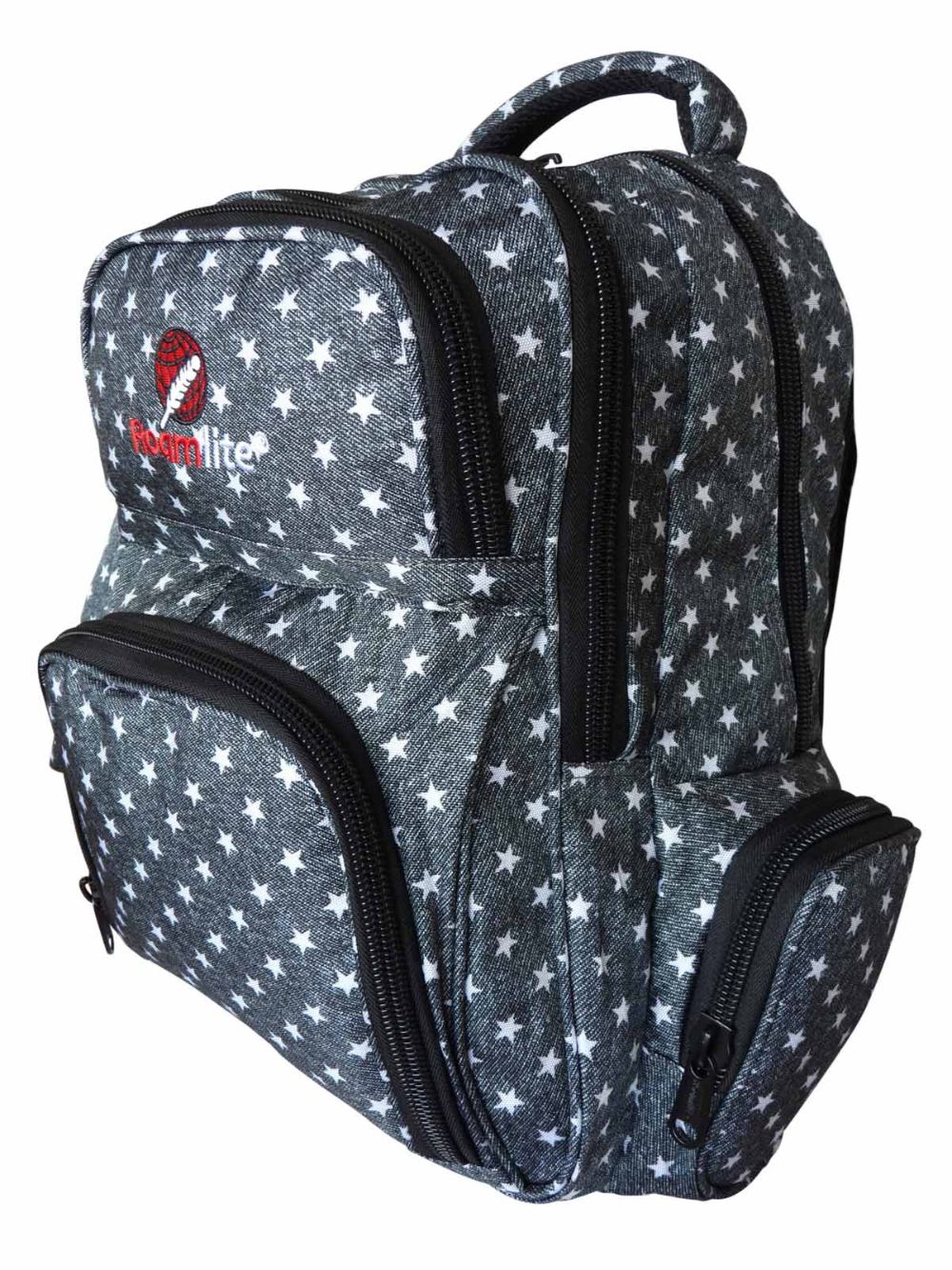 Roamlite Childrens Backpack Black Star pattern RL840 side
