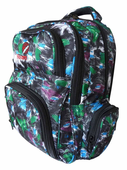 Roamlite Childrens Backpack Green Paint pattern RL839 