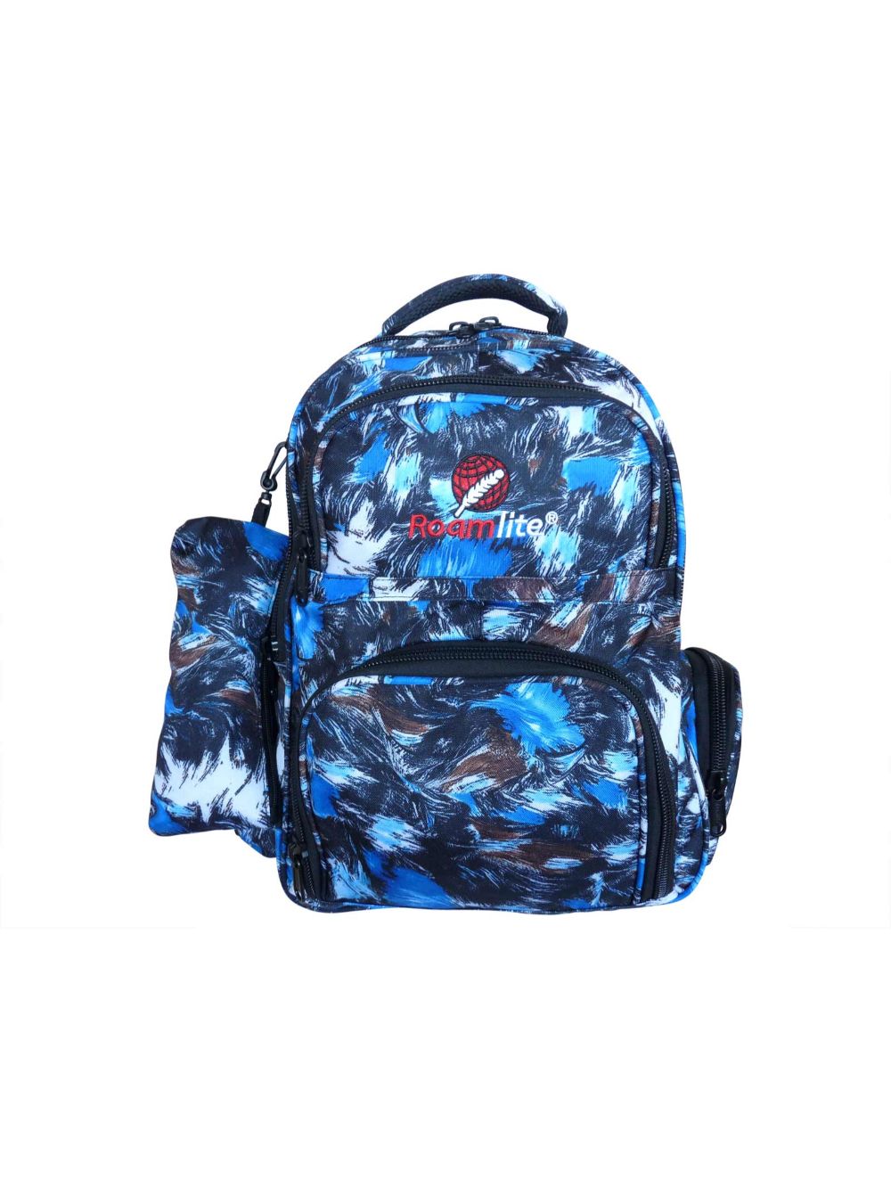 Roamlite Childrens Backpack Blue Paint pattern RL839 top