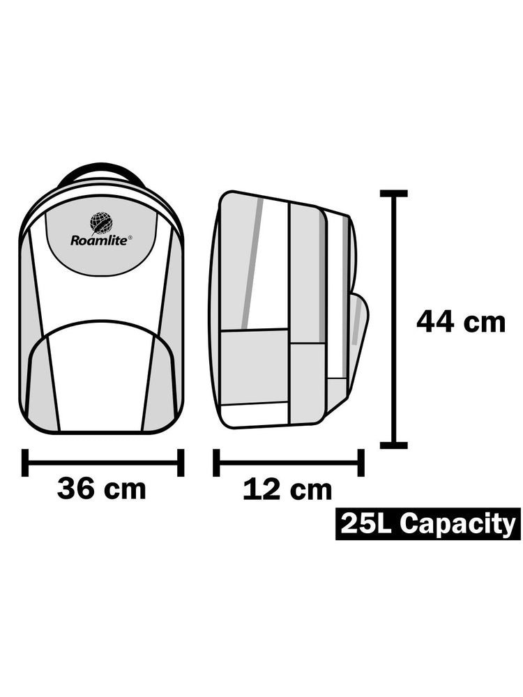 Load image into Gallery viewer,  Roamlite Childrens Backpack Black polyester RL17MCL Measurements 