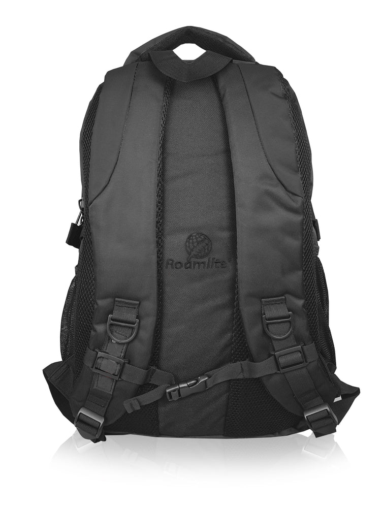 Load image into Gallery viewer, Roamlite School Backpack Black Polyester RL18 back
