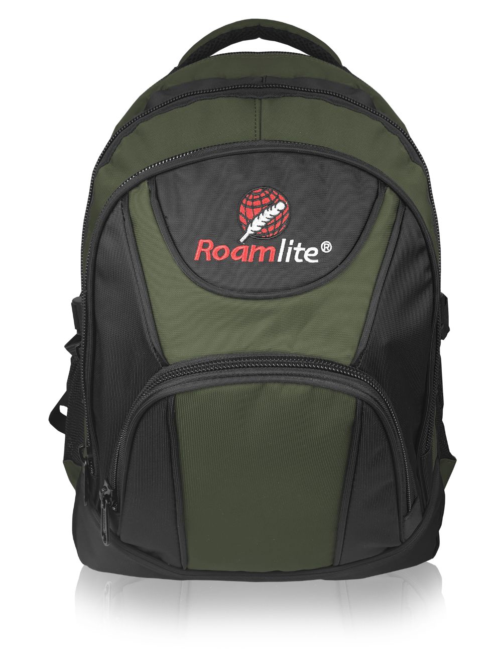 Roamlite Childrens Backpack Black and green polyester RL17KGMCL front View