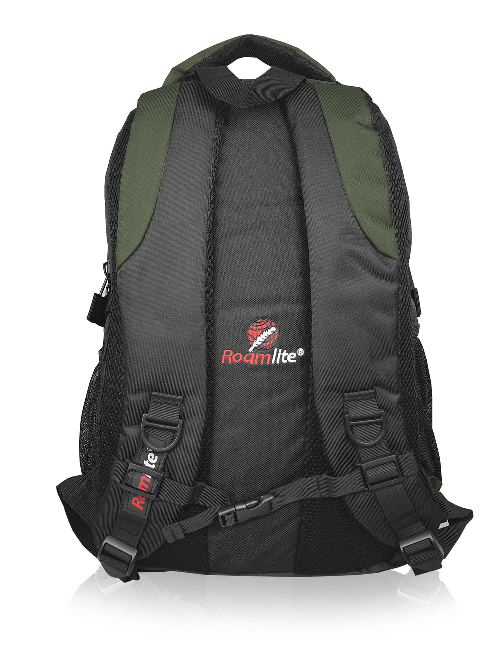 Roamlite School Backpack Black Green Polyester RL18 back