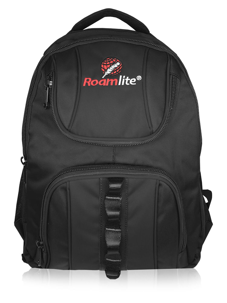 Load image into Gallery viewer, Roamlite School Backpack Black Polyester RL18 front