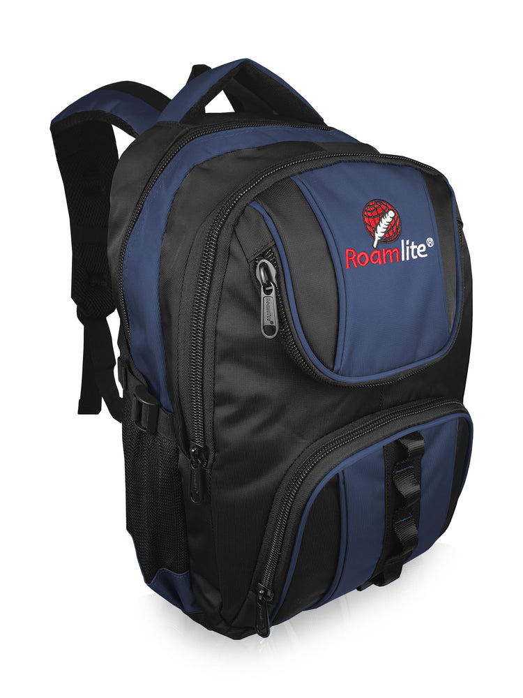 Load image into Gallery viewer, Roamlite School Backpack Navy Black Polyester RL18 Front