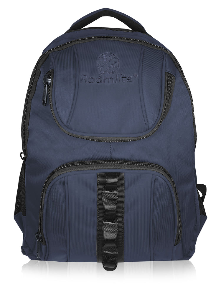 Load image into Gallery viewer, Roamlite School Backpack Navy Polyester RL18 front